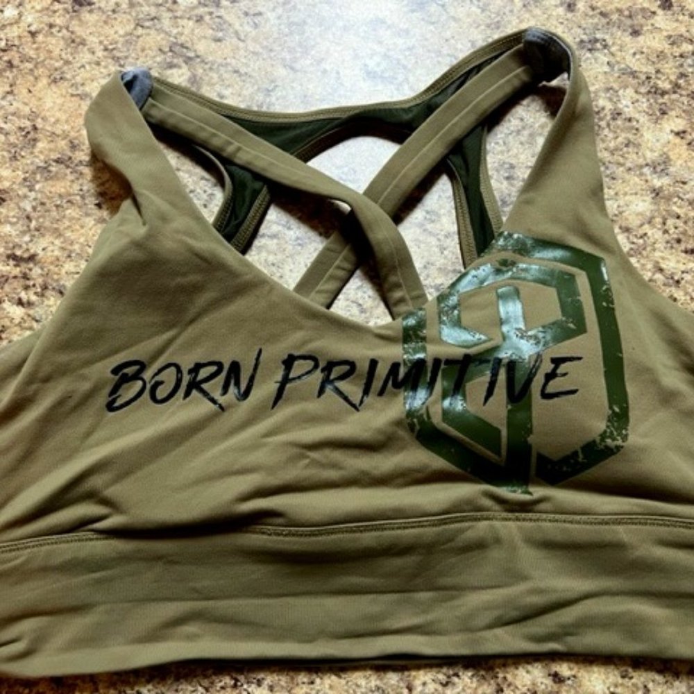 Born Primitive Army Green Logo Sports Bra